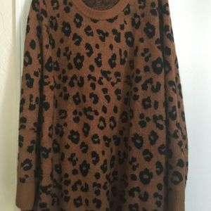 Old Navy Animal Print Sweater Brown Tunic 4X